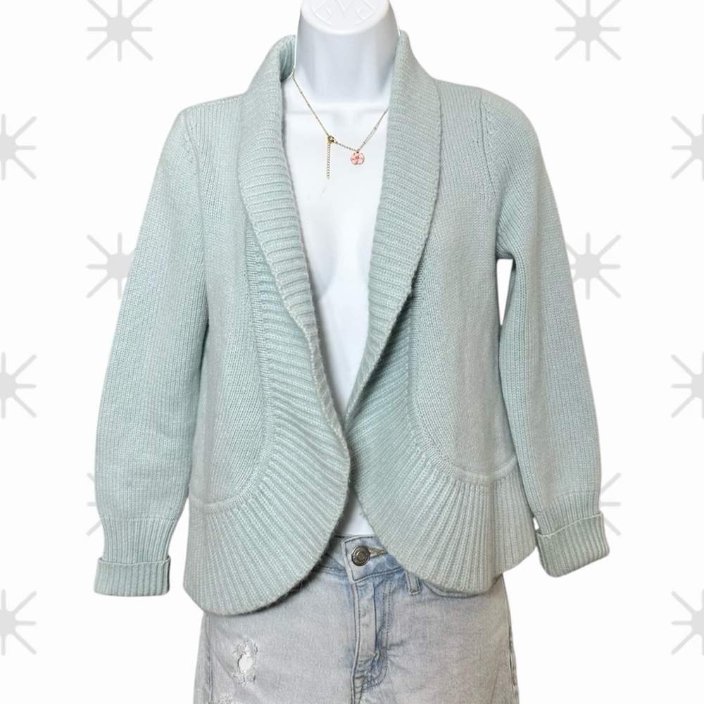 Talbots 100% Cashmere Open Front Shawl Collar Cardigan Soft Luxury Sweater Fall